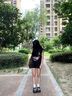 嵐朵蘭甜辣妹T恤女小眾無(wú)袖背心女夏季美式復(fù)古黑色寬松體恤上衣女 黑色 M 80-105斤 曬單實(shí)拍圖