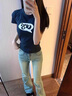 衣然呈品牛仔褲女秋季新款美式高街潮牌高腰彈力淺色休閑時尚微喇長褲子女 圖片色 M 【建議90-105斤】 曬單實拍圖