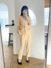 晨芙時(shí)尚小西裝外套女夏季薄款小個(gè)子休閑中袖西服套裝氣質(zhì)洋氣工作服 黃色西裝+西褲 XL 建議110-120斤 曬單實(shí)拍圖