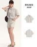 森馬（Semir）中袖襯衫女短款條紋寬松慵懶風(fēng)夏季翻邊袖抽繩仿麻襯衣松弛感 咖色調(diào)00455 XL 曬單實(shí)拍圖