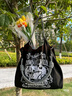 女士新款黑金米奇刺繡環(huán)保購物袋單肩包斜挎包 黑色米老鼠【不含肩帶】 中號 曬單實拍圖