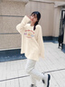 班尼路長(cháng)袖t恤女裝春秋冬純棉打底衫潮流寬松小個(gè)子女生百搭純色上衣服 杏#格子貓 【100%純棉】 M 曬單實(shí)拍圖