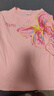 歐洛黛短袖t恤女夏裝2025新款寬松顯瘦圓領(lǐng)短袖上衣印花時(shí)尚百搭短袖女 粉色(粉蝴蝶） 2XL 建議125-135斤 曬單實(shí)拍圖
