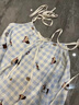 另約帶胸墊睡衣女夏季薄款性感可愛(ài)藍白格子小狗吊帶睡裙可外穿家居服 2503004 趣味狗 帶胸墊 XL 曬單實(shí)拍圖