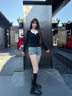 MJ STYLEU領(lǐng)開(kāi)扣修身長(cháng)袖T恤女2025年秋季女裝新款修身顯瘦親膚內搭打底衫 曬單實(shí)拍圖