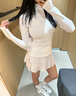ALO YOGA韓版假兩件百褶裙女瑜伽健身短裙防走光網(wǎng)球裙褲速干夏季新款 天鵝白 S 曬單實(shí)拍圖