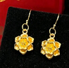 中國黃金（CHINA GOLD）國色牡丹花黃金耳墜女足金花朵耳鉤耳環(huán)情人節(jié)生日禮物送老婆媽媽 【京速達】牡丹耳墜+S925銀耳鉤 約0.6g 曬單實拍圖
