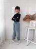 木木屋女童牛仔褲春秋炸街2025夏季兒童老爹褲寬松哈倫褲中大童洋氣長褲 淺藍(lán)色 160 建議13~14歲【150-160cm】c 曬單實(shí)拍圖