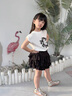 G.DUCKKIDS小黃鴨童裝女童套裝夏季新款兒童衣服韓版洋氣蓬蓬蛋糕裙兩件套女 套裝白上衣黑褲裙 160 建議150-160cm12-13歲 曬單實拍圖