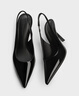 CHARLES&KEITH25夏新品豹紋尖頭氣質(zhì)包頭涼鞋高跟鞋CK1-60280451 BLACK PATENT黑色 37 （235） 曬單實拍圖