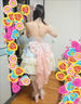 閃動(dòng)少女（SHANDONGSHAONV）洛麗塔lolita公主風(fēng)掛脖吊帶短裙蓬蓬裙蘿莉 杏藍粉吊帶+拖尾(+圍脖) M (85斤100斤) 曬單實(shí)拍圖