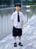 G.DUCKKIDS小黃鴨男童套裝夏季學(xué)院風(fēng)兒童西裝演出服男孩白襯衫黑褲子兩件套 白色襯衫+黑色褲子+領(lǐng)帶 130 建議7~8歲【120-130cm】cm 曬單實(shí)拍圖