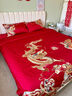 中式高檔大紅龍鳳刺繡全棉純棉婚慶四件套結婚禮喜被陪嫁床上用品 至尊龍鳳四件套 1.5m（5英尺）床 曬單實(shí)拍圖