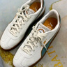 彪馬（PUMA）【德訓鞋】經(jīng)典復古薄底T頭鞋男女休閑板鞋CLUB 389404 米白色-灰綠色-02 37.5 曬單實(shí)拍圖
