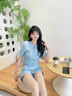 她芙（tafu）品牌女裝小香風(fēng)套裝裙女2025夏季新款法式優(yōu)雅氣質(zhì)小個(gè)子兩件套 湖藍(lán)色 M 曬單實(shí)拍圖