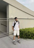 倉石一樹 KAZUKI KURAISHI潮牌韓版休閑短褲男士2025夏季簡約時尚寬松壓花五分褲潮 白色 2XL 曬單實拍圖