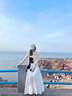 浪莎白色裙子女夏季薄款2025新款蛋糕裙高腰a字百褶半身裙小個子長裙 白色半身長裙 S 碼【推薦80-95斤】 曬單實拍圖