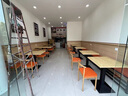 餐桌商用早餐桌子餐飲面館快餐奶茶小吃飯店出租房家用型桌椅組合 一桌4椅原木色-桔色皮革 120*60cm 75cm 高度 曬單實拍圖