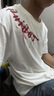 魯雅爾港風(fēng)潮流設計感純棉短袖t恤男夏季寬松hiphop袖標五分半截袖衣服 白色 XL 曬單實(shí)拍圖
