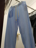 UNI QLO優(yōu)衣庫太舒服了棉麻感 藏藍色直筒休閑褲寬松顯瘦闊腿褲男女夏季 淺藍 M _【建議96-105斤】 曬單實(shí)拍圖