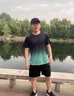 海因里希（HEINRICHS）速干衣短袖t恤男冰絲夏季運動套裝羽毛球服球衣籃球跑步健身衣服 黑綠套裝冰絲 速干 透氣 XL 130-145斤 曬單實拍圖
