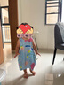 迷你巴拉女童純棉連衣裙寶寶嬰兒衣服透氣花苞公主裙子夏 藍(lán)紅色調(diào) 曬單實(shí)拍圖