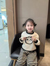 G.DUCKKIDS小黃鴨女童套裝春秋裝兒童寶寶衣服2025新款開春小女孩運動洋氣 熊貓條紋套裝 100 (建議90-98cm 2-3周歲） 曬單實拍圖