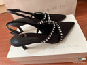 CHARLES&KEITH亮鉆一字帶尖頭包頭法式復古高跟涼鞋女生日七夕禮物CK1-61720199 BLACK TEXTURED黑色紋理 36 曬單實拍圖