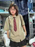 DAVEY MODE女士夏季衣服新款jk制服夏季百褶短裙2025火連衣裙兩件套裝女 綠條襯衫+灰色裙子 M 建議【90-105斤】 曬單實(shí)拍圖