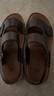 啄木鳥(niǎo)手工牛皮牛筋底男士皮涼鞋防滑沙灘鞋男鞋拖鞋真牛皮涼鞋夏季新款 棕色 6608棕色花紋[偏小拍大一碼] 41 曬單實(shí)拍圖