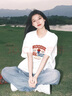 麓格立 純棉短袖T恤女2025年夏季男女寬松百搭美式復(fù)古風(fēng)小個(gè)子休閑上衣 插兜熊T恤 M 【建議90-110斤】 曬單實(shí)拍圖
