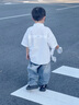 海媽家童裝男童襯衫短袖純棉夏裝2025新款兒童學(xué)院風(fēng)男孩白色襯衣 曬單實拍圖