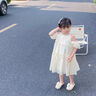女童夏裝連衣裙2025新款夏天裙子兒童露肩公主裙小女孩夏季雪紡裙 氣質(zhì)露肩裙 140 150碼建議身高CM左右 曬單實拍圖