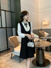 蔻伊婭（Kouyiya）品牌女裝新品連衣裙女2025秋冬季復(fù)古名媛輕奢感亮片假兩件背帶裙 黑色 M 曬單實(shí)拍圖