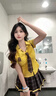 唐思薇套裝女美式甜心2025夏學院風小眾設(shè)計上衣短裙套裝顯瘦修身多巴胺 黃色短袖襯衫+格子半身裙(套裝) M 建議91-105斤 曬單實拍圖