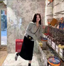 TKSY加厚燈芯絨半身裙女秋冬天配毛衣中長(cháng)款小個(gè)子a字開(kāi)叉一步包臀裙 黑色 XXS 曬單實(shí)拍圖