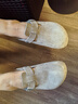 BIRKENSTOCK勃肯德國進(jìn)口女款牛皮絨面革時(shí)尚灰色Boston包頭拖鞋 石灰色窄版1027751 38 曬單實(shí)拍圖