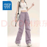 真維斯JEANS紫色工裝休閑褲女2025夏季薄款工裝褲高腰美式運動登山褲子 紫色（加長） M 曬單實拍圖