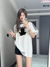 南木熊短袖t恤女25新款潮流夏季衣服女裝寬松半袖高顏值上衣長款遮臀 米灰色M【120斤以內(nèi)】 曬單實(shí)拍圖