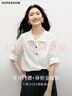 紅袖休閑職業(yè)襯衫2025夏秋新款女裝翻領(lǐng)氣質(zhì)百搭顯瘦獨(dú)特氣質(zhì)通勤上衣 本白001 M 曬單實(shí)拍圖