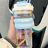 物生物（RELEA）玻璃杯大容量水杯高顏值咖啡杯兒童吸管杯男女泡茶杯子生日禮物 曬單實拍圖