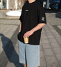 FORNINES涼感速干刺繡短袖T恤男女情侶裝上衣新款潮牌夏季寬松半袖打底衫 藏青色 L 曬單實拍圖