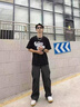 魯雅爾美式潮牌工裝褲男夏季高街hiphop速干休閑褲子垂感潮流百搭運動褲 深灰色 XL 曬單實拍圖