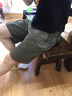 羅蒙（ROMON）夏季高端男士純棉五分褲寬松休閑短褲薄款直筒中褲大碼松緊腰褲子 土黃色  3XL 建議150斤-165斤 曬單實(shí)拍圖