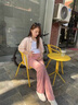 奶油兔孕婦產(chǎn)檢褲夏季薄款外穿防曬冰絲褲孕期時尚交叉腰休閑直筒闊腿褲 粉色 L 【建議100-130斤】 曬單實拍圖