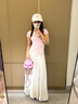 小野七天粉色正肩t恤女短袖2025夏季新款少女感甜美顯瘦多巴胺修身上衣 粉色 M 曬單實拍圖