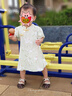 巴厘小豬女童短袖連衣裙夏季薄款小女孩公主裙兒童國風(fēng)衣服夏 綠底小鴨 80 cm 曬單實(shí)拍圖