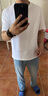 名創(chuàng)優(yōu)品（MINISO）短袖男士T恤夏季純棉透氣寬松衣服青少年黑白色百搭簡約潮流半袖 【100%純棉】白色+淺米 L /175(體重120-140斤) 曬單實(shí)拍圖