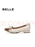 百麗（Belle）撞色氣質(zhì)單鞋女25秋新商場(chǎng)同款牛皮小方頭淺口單鞋E1B1DCQ5 米白/棕 37 (235mm) 曬單實(shí)拍圖