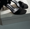 CHARLES&KEITH一字帶緞面蝴蝶結(jié)綁帶高跟涼鞋子女鞋生日七夕禮物CK1-61720177 BLACK TEXTURED黑色紋理 35 曬單實拍圖